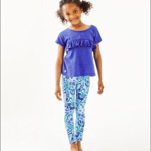 Lilly Pulitzer Girls Maia Legging Iris Blue High Maintenance size L (8-10) NWT